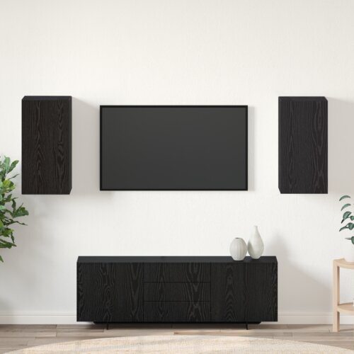 VidaXL TV enota s polico Drugo s shranjevanjem z vrati 2 pcs Črni hrast Konstruiran les Slike