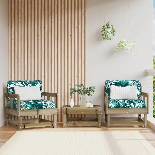  Vrtne stolice s jastucima 2 kom od impregnirane borovine