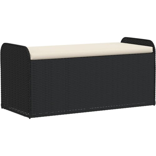 VidaXL Klop z blazino črna 115x51x52 cm poli ratan, (21047107) Slike