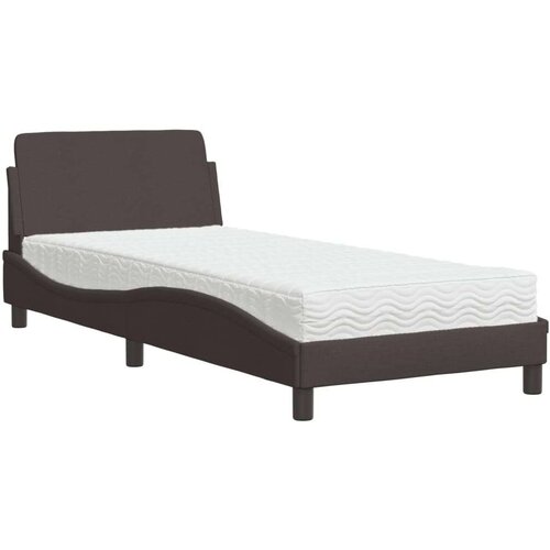 Krevet s madracem tamnosmeđi 90 x 190 cm od tkanine Slike