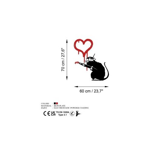 Wallxpert Zidna dekoracija Banksy Metal 08, 60x70 cm, 1,5 mm, Bijela Slike