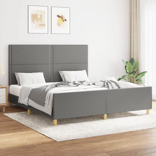  Okvir za krevet s uzglavljem tamnosivi 160 x 200 cm od tkanine