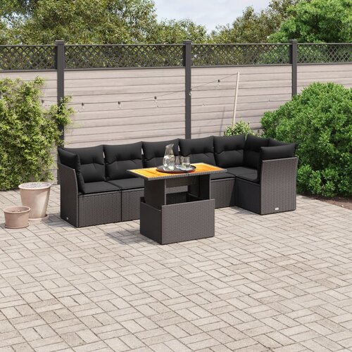 vidaXL 7-dijelni set vrtnih sofa od poliratana s jastucima crni Cijene