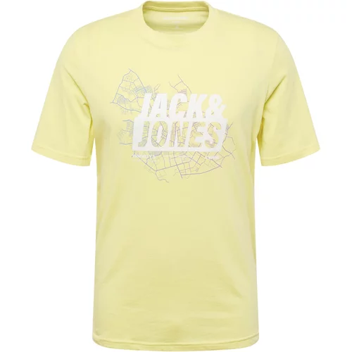 Jack & Jones Majica 'MAP' svijetložuta / tamno ljubičasta / bijela