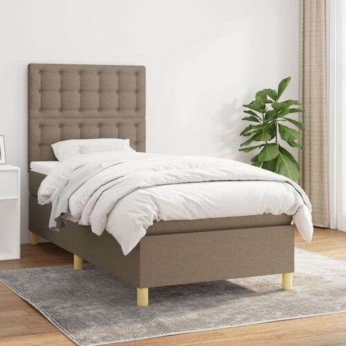  Box spring postelja z vzmetnico taupe 100x200 cm blago Slike