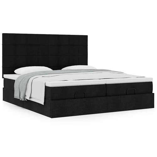 vidaXL Otomanski posteljni okvir z vzmetnicami črn 200x200 cm blago Cene