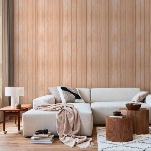  Tapeta - Light Wood - Vertical panels in a warm beige shade. 50x1000 Standard Cene