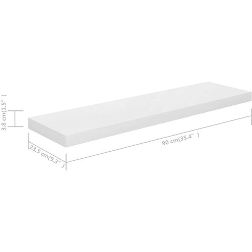 VidaXL plutajuća zidna polica visoki sjaj bijela 90x23,5x3,8 cm MDF Slike