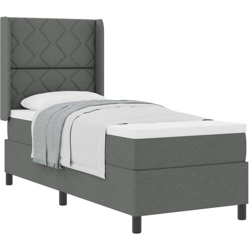 VidaXL Postelja s vzmetnico Temno siva 90x190 cm Tkanina Slike