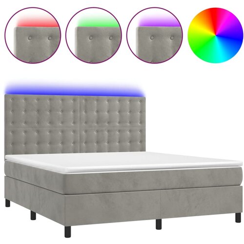 Maison Chic Box spring postelja - Vzmetna postelja z vzmetnico LED svetlo siva 160x200cm žamet SL9666, (21905470) Cene