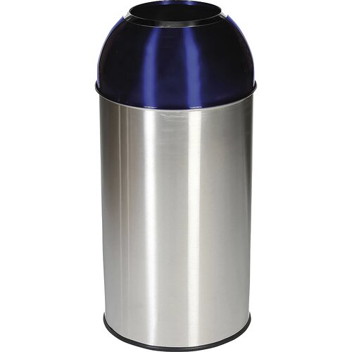 Probbax Zbiralnik odpadkov iz nerjavnega jekla, prostornina 40 l, &amp;Scaron;xVxG 350 x 740 x 350 mm, moder pokrov Slike