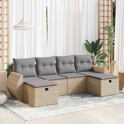 vidaXL 6-dijelni set vrtnih sofa s jastucima bež od poliratana Cijene