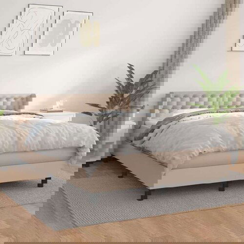  Box spring postelja z vzmetnico kapučino 140x200cm umetno usnje, (20894099) Slike