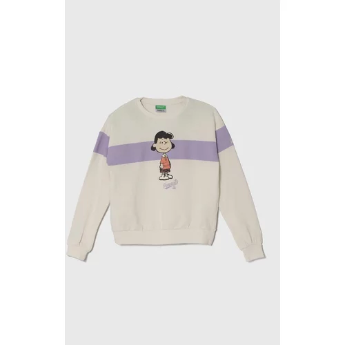 United Colors Of Benetton Otroški bombažen pulover x Snoopy bež barva
