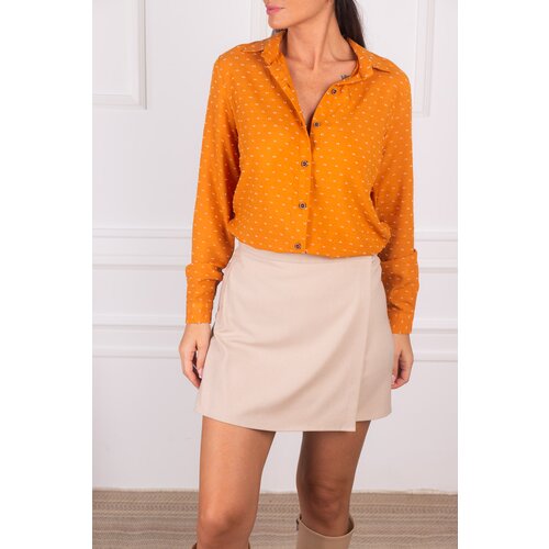 armonika Women's Light Orange Patterned Long Sleeve Shirt Cene