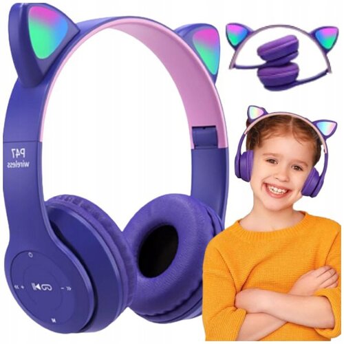  Ljubičaste LED bežične bluetooth slušalice s mačjim ušima + mikrofon Cene