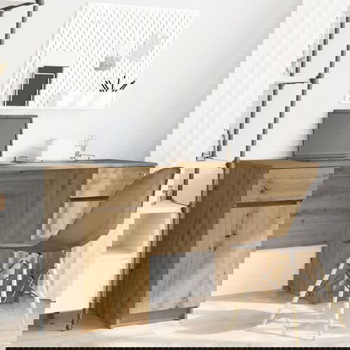 vidaXL Pisalna miza Artisan Oak 140x49x76 cm Inženirski les Cene