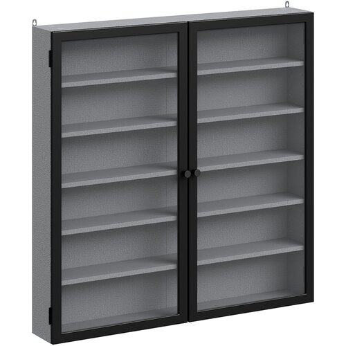 SoBuy Stenska omara z steklenimi vrati Siva 80x12,2x80 cm FSB113-H-DG, (5000345765) Slike