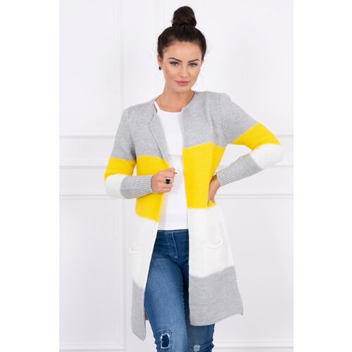 Kesi Cardigan sweater on straps gray+yellow Slike