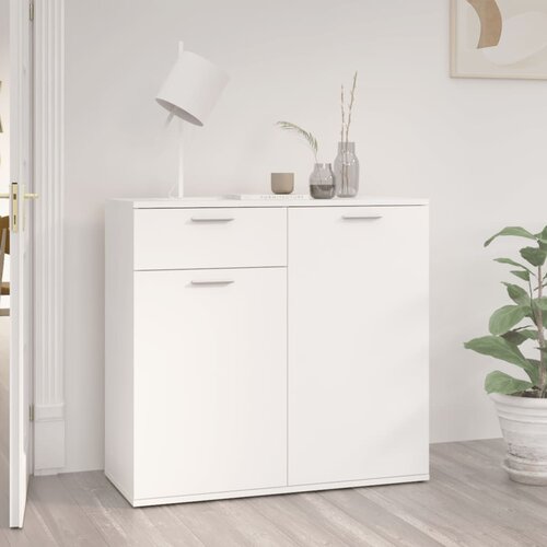 VidaXL Komoda bela 80x36x75 cm iverna plo&amp;scaron;ča Slike