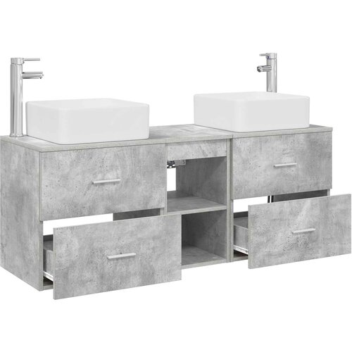  Set ormarića za kupaonicu 3 kom. Betonska siva 129 x 41 x 80 cm Slike