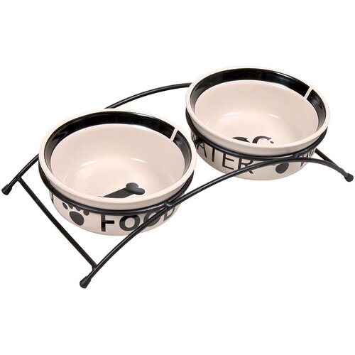 Trixie Eat on Feet Komplet posod s stojalom - 2 x 0,6 l/ &amp;Oslash; 15 cm Slike
