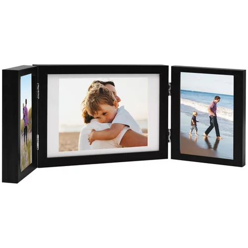 vidaXL Trodijelni okvir za fotografije crni 28 x 18 cm + 2x (13x18 cm)