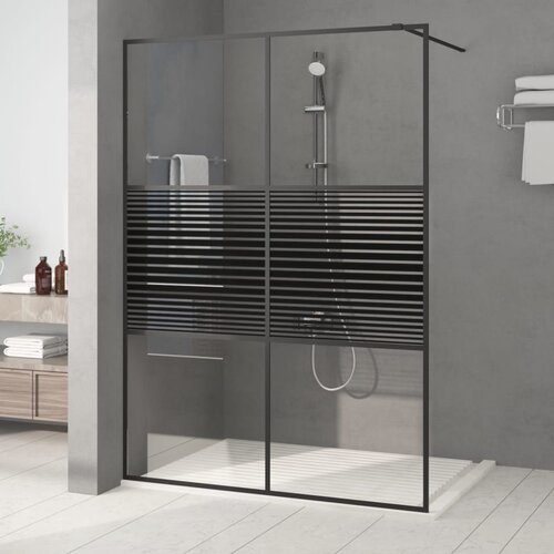 VidaXL Pregrada za tu&amp;scaron; crna 140 x 195 cm s prozirnim staklom ESG Slike