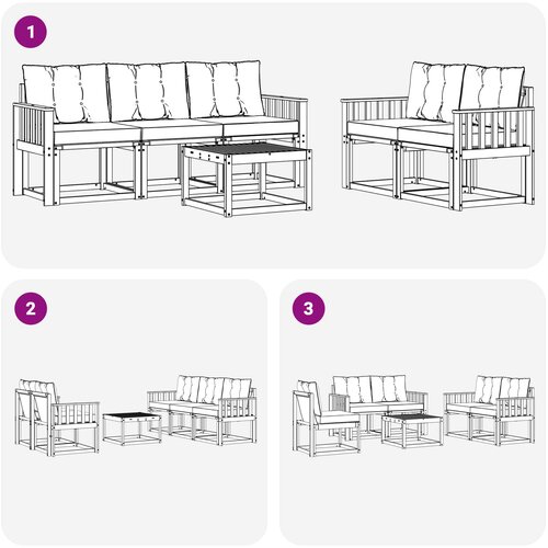  Set vanjskih sofa 6 kom. Bijela i krem Smeđa 59 x 59 x 37 cm Slike