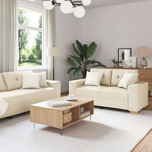  Sofa Garnitura 3 Bež Tkanina Velika Primerna za mnoge, (22054295) Slike