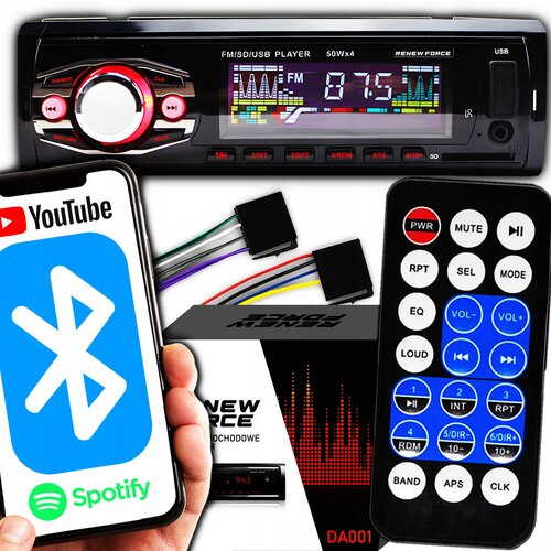 1DIN 12V LCD FM avtoradio 4x50W USB Bluetooth SD + daljinec RENEW FORCE Cene