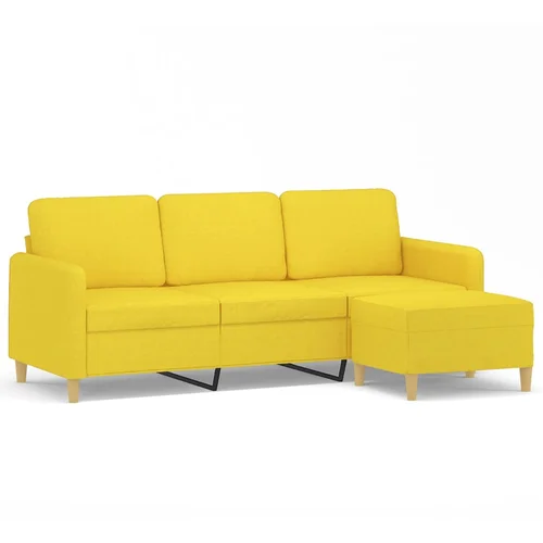 MAISON CHIC kavč - Sofa - Kanape trosed s stolčkom za noge rumen 180 cm blago, (21727717)