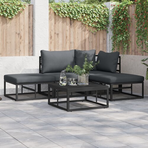 vidaXL Vrtna sedežna garnitura 5 pcs Črna 70 x 70 x 32 cm Aluminij Cene