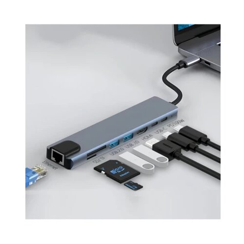 Changzhou Avi co.,ltd 8u1 USB HUB sa HDMI, LAN, USBA, PD, TF/SD HUB-USBC1/8 Cene
