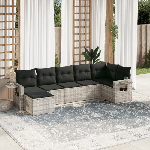 VidaXL 7-dijelni set vrtnih sofa svjetlosivi od poliratana Slike