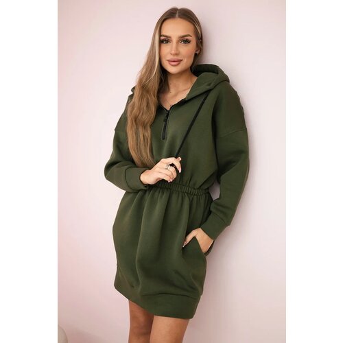 Kesi Insulated dress with a hood in khaki color Cene