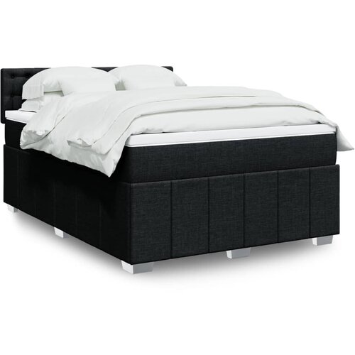 VidaXL Box spring postelja z vzmetnico črna 140x200 cm blago Slike