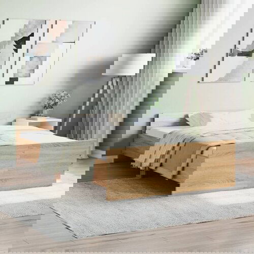  The Living Store Posteljni okvir z vzglavjem in vznožjem sonoma hrast 120x200 cm - Posteljni Okvir, (21448937) Slike