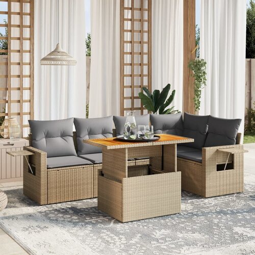 vidaXL 6-dijelni set vrtnih sofa s jastucima bež od poliratana Cijene