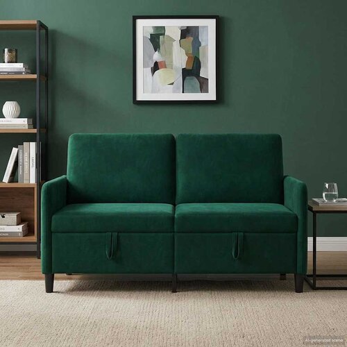 SOFA s pohranom Tamnozelena 152 x 78 x 87 cm Poliester Slike