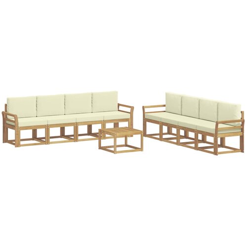 vidaXL Zunanja garnitura za sedenje z blazino 9 pcs Bela in krem, (5000272067) Cene