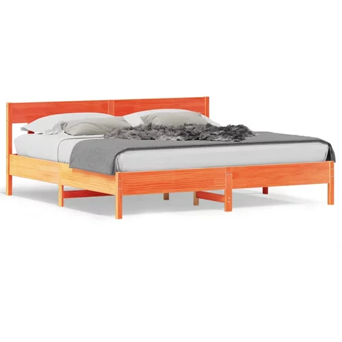  Okvir kreveta s uzglavljem voštano smeđi 200x200 cm od borovine