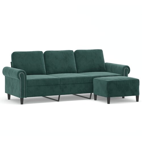 vidaXL Trosjed s tabureom tamnozeleni 180 cm baršunasti Cijene