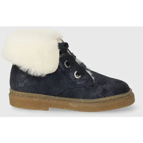 Pom d'Api Otroški zimski čevlji iz semiša TRIX FUR G mornarsko modra barva