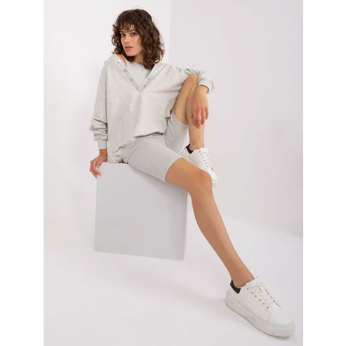 Fashion Hunters Light grey melange casual set with top