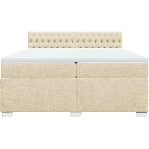 VidaXL Krevet s oprugama i madracem krem 200 x 200 cm od tkanine Slike