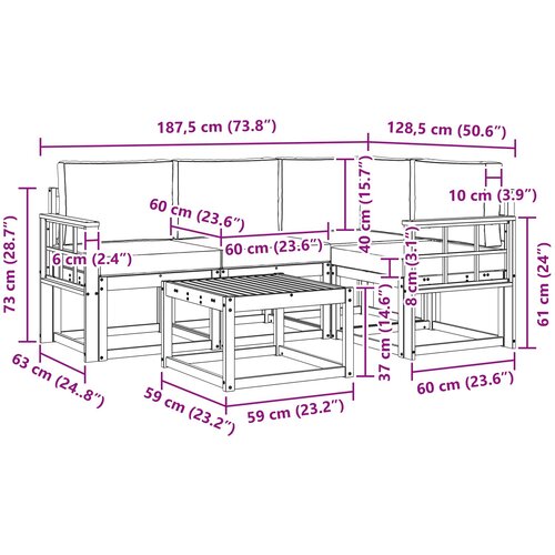  Set vanjskih sofa 5 kom. Prirodna i krem Slike