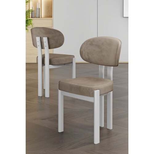 Hanah home set trpezarijskih stolica Dore 4 kom, kapućino tkanina Babyface, bele metalne noge Cene