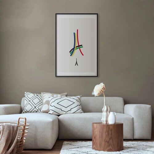  Plakat - Eiffel Tower - Colored Graphic - Abstraction 29.7x42 Crni okvir s margom Cene
