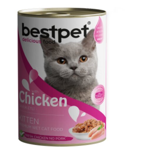 BESTPET vlažna hrana za mačiće piletina u želeu 400g Slike
